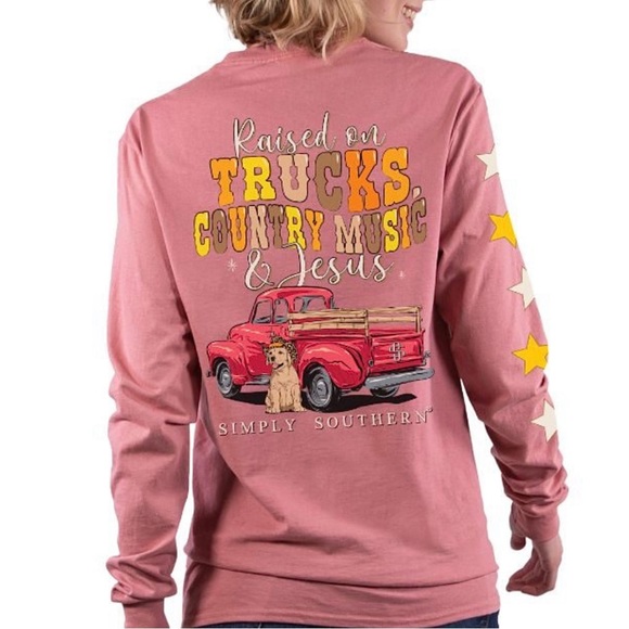 Simply Southern Tops - ✨🆕🛻🎸SIMPLY SOUTHERN RAISED ON TRUCKS, COUNTRY MUSIC & JESUS TEE🎸🛻